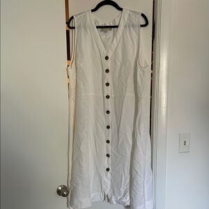 LOFT White Sleeveless V-Neck Midi Sundress